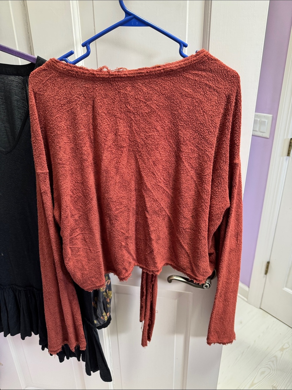 Free People Distressed Tie-Front Ribbed Top - Rust - Picture 6 of 6